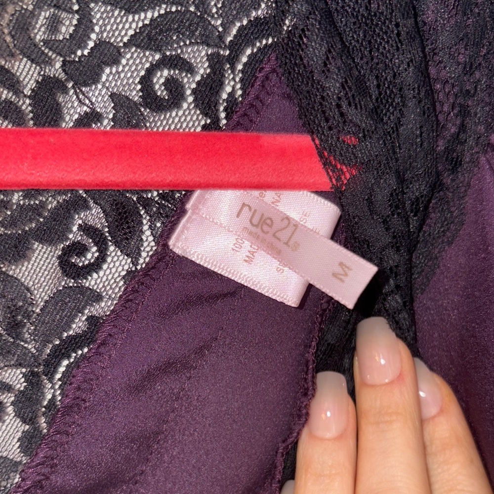 Purple Lace Trim Blouse - Picture 2 of 5